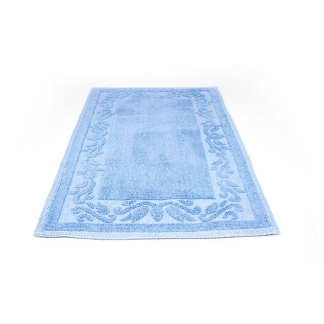 Tappeto Casa Bagno/Cucina Cotone Tinta Unita Disegno Annette Colore Azzurro, misura120x180coloreAzzurro