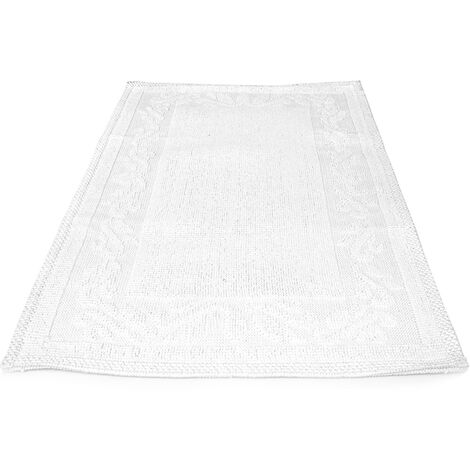 Tappeto Casa Bagno/Cucina Cotone Tinta Unita Disegno Annette Colore Bianco, misura50x80coloreBianco