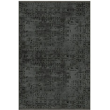 Tappeto ciniglia antiscivolo Vadi antracite decorazione geometrica 160x230