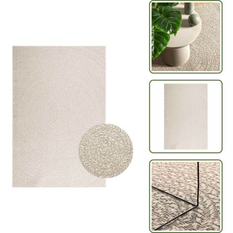Tappeto con effetto juta - vidaXL Tappeto ZIZUR Crema 140x200 cm Aspetto Iuta Interni ed Esterni - Tappeto antiscivolo