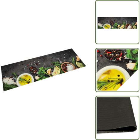 Tappeto con motivi di spezie - vidaXL Tappeto da Cucina Lavabile Spezie 45x150 cm Velluto -