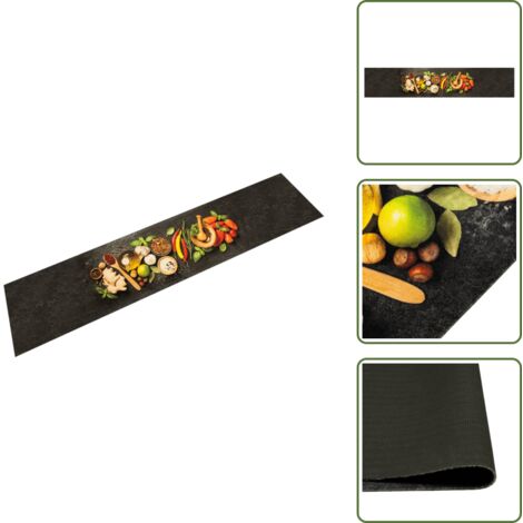 Tappeto con motivi di spezie - vidaXL Tappeto da Cucina Lavabile Spezie 60x300 cm Velluto - Tappeto antiscivolo