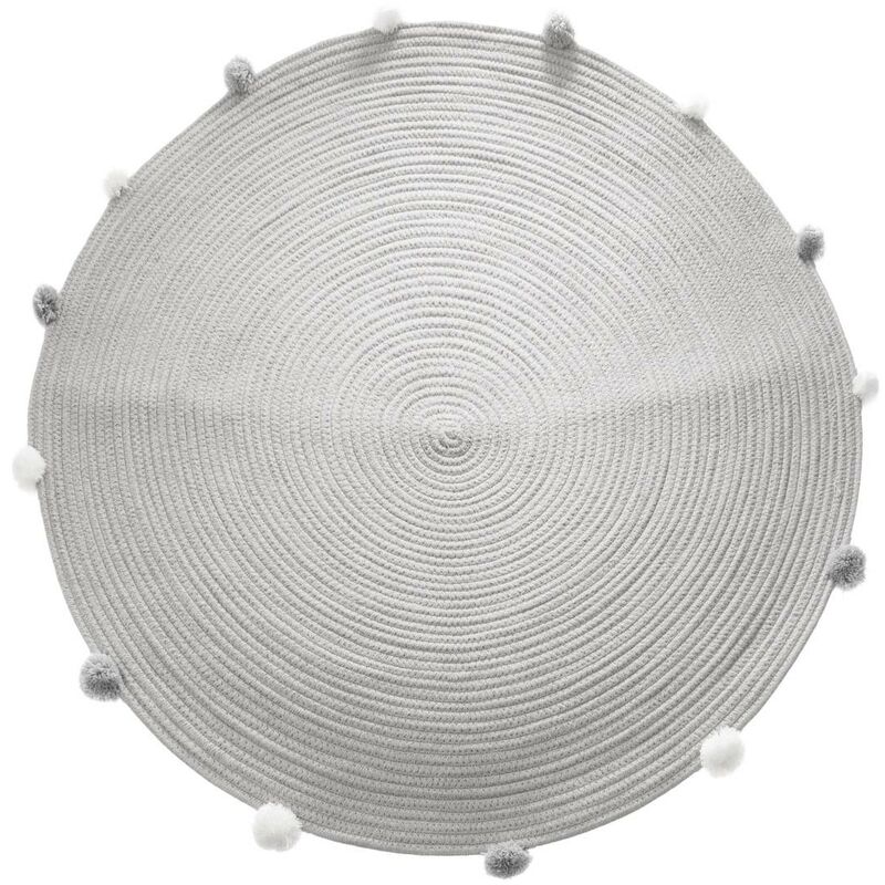 Atmosphera Créateur D'intérieur - Tappeto per bambini pompons grigio d90cm