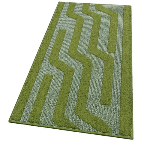 Tappeto Cucina A Righe 3D Morbido Bordato Passatoia Ingresso Assorbente Antiscivolo Verde - 57x240 Cm