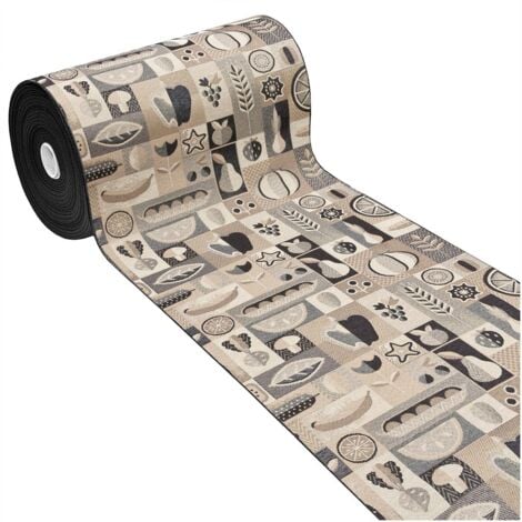 EMMEVI MV S.P.A. Tappeto Cucina Assorbente Bordato Antiscivolo Frutta e Verdura Passatoia Lavabile Nero - 52x140 Cm