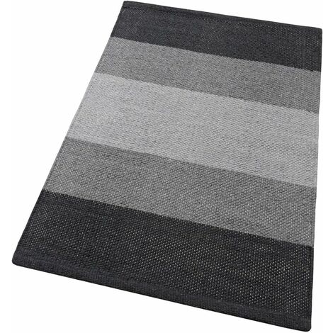Tappeto Cucina Bagno Puro Cotone Morbido Assorbente Scendiletto Intrecciato a Mano Grigio - 55x240 cm