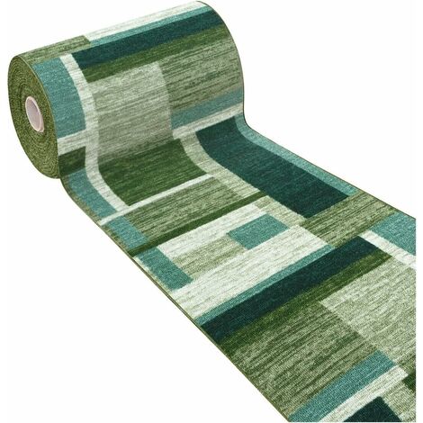 Tappeto Cucina Bordato Passatoia Antiscivolo Lavabile 100% Made in Italy Verde - 57x240 cm