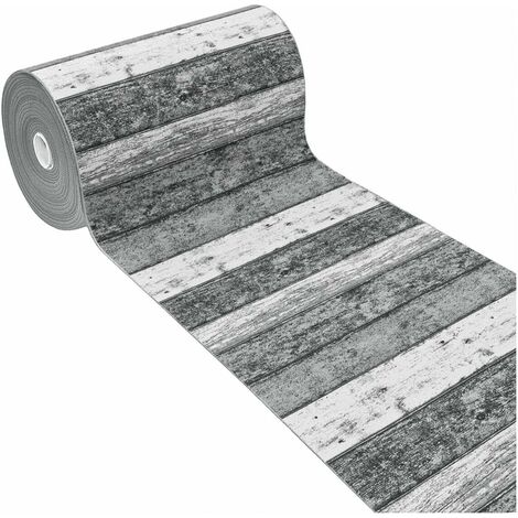 Tappeto Cucina Bordato Tessitura Piatta Bagno Camera Corridoio Stile Legno Parquet Grigio - 52x240 cm