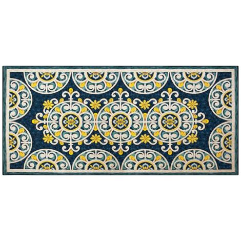 Tappeto Cucina In Ciniglia Passatoia Multiuso Ingresso Corridoio Antiscivolo Prodotto Italiano Disegni Piazzati Cotone Varie Misure Lavabile In Lavatrice Andalusia Topazio / 57x85 cm