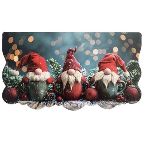 EMMEVI MV S.P.A. Tappeto Cucina Natale Natalizio Gomma Pvc 50x90 Cm Moderno Antimacchia Antiscivolo Addobbi Natalizi (C)