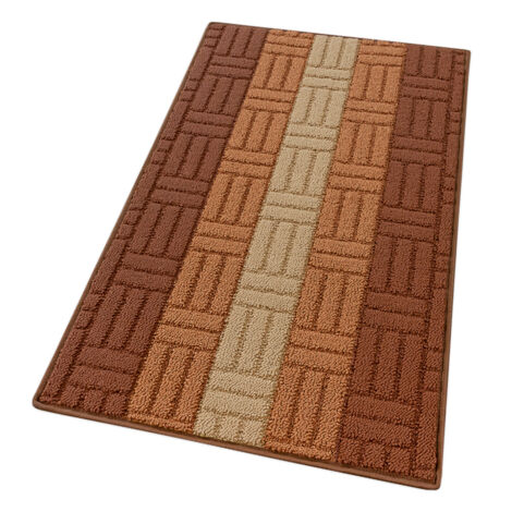 Tappeto Cucina Tessitura 3D Marrone 100% Made in Italy Bordato Assorbente Antiscivolo In Varie misure - 57x290 cm