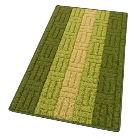 Tappeto Cucina Tessitura 3D Verde 100% Made in Italy Bordato Assorbente Antiscivolo In Varie misure - 50x100 cm