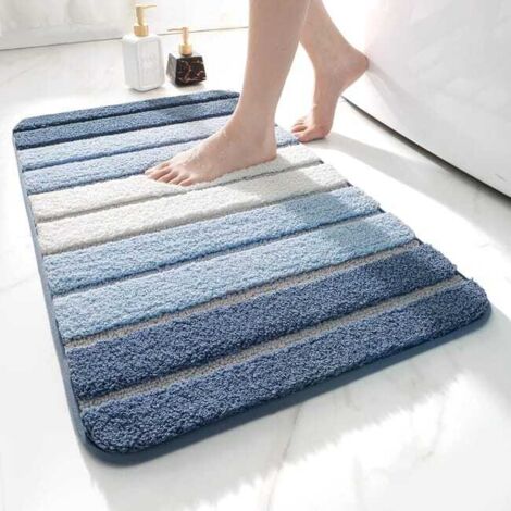 Tappeto da bagno antiscivolo, tappeto da bagno extra morbido, lavabile in lavatrice, assorbente, 50x80 cm, Blu