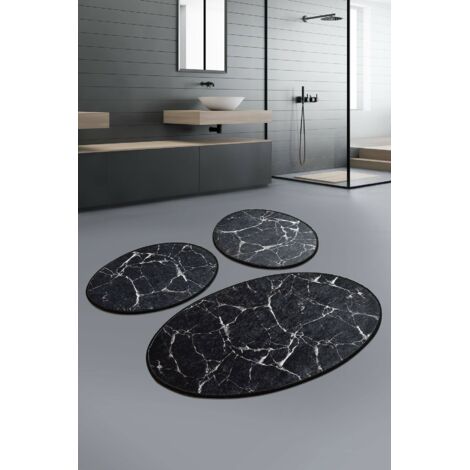 Tappeto da Bagno Tuscaloosa, Lavabile in Lavatrice, Forma Rettangolare, 60x100 cm Nero