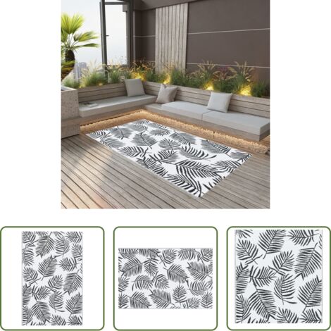 Tappeto da balcone -  Tappeto da Esterni ARAKIL Bianco e Nero 120x180 cm in PP