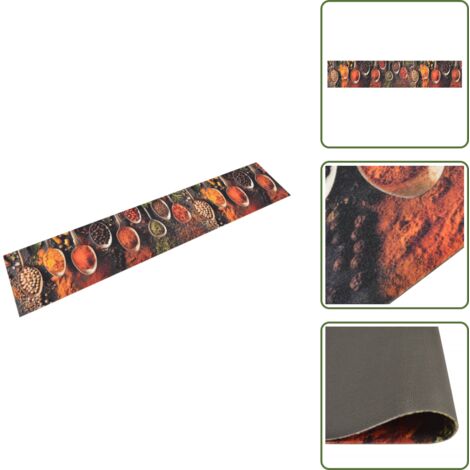 Tappeto da cucina con cucchiai e spezie - vidaXL Tappeto da Cucina Lavabile Cucchiai e Spezie 60x300 cm Velluto -