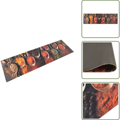 Tappeto da cucina in velluto - vidaXL Tappeto da Cucina Lavabile Cucchiai e Spezie 45x150 cm Velluto - Tappeto da cucina antiscivolo