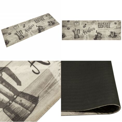 Tappeto da Cucina Lavabile Grigio Caffè 60x180 cm in Velluto - Tappeto in velluto - Tappeto lavabile