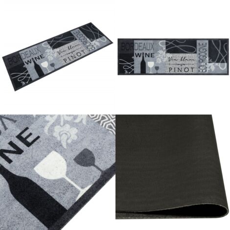 Tappeto da Cucina Lavabile Grigio Vino 60x180 cm in Velluto - Tappeto in velluto - Tappeto lavabile
