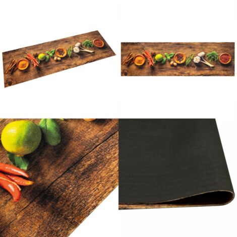 Tappeto da Cucina Lavabile Spezie 45x150 cm Velluto - Tappeto lavabile - Tappeto in velluto