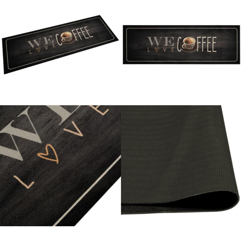 Tappeto da Cucina Lavabile Testo Caffè 60x180 cm in Velluto - Tappeto in velluto - Tappeto lavabile