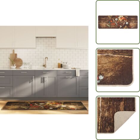 Tappeto da cucina morbido - vidaXL Tappeto da Cucina Multicolore 60x180 cm Lavabile Antiscivolo - Tappeto da cucina con motivo