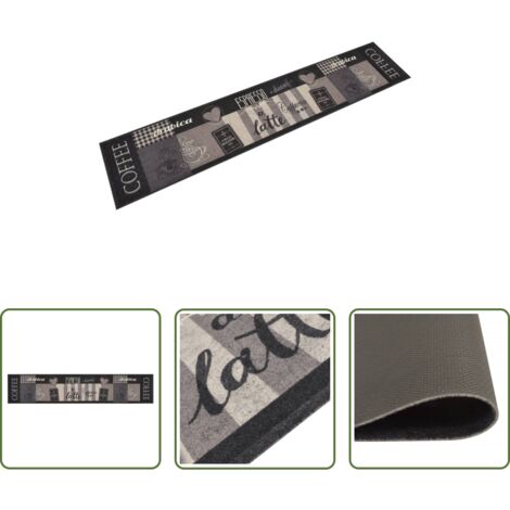 Tappeto da cucina nero caffè -  Tappeto da Cucina Lavabile Nero Caffè 60x300 cm Velluto