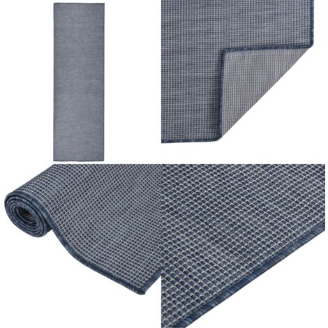 Tappeto da Esterni a Tessitura Piatta 80x250 cm Blu - Tappeto in polipropilene - Tappeto resistente ai raggi UV