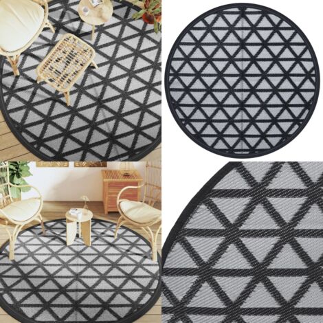 Tappeto da Esterni ARAKIL Nero Ø200 cm in PP - Tappeto da esterno - Tappeto nero
