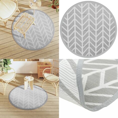 Tappeto da Esterno ARAKIL Grigio Ø120 cm in PP - Tappeto in polipropilene - Tappeto da giardino