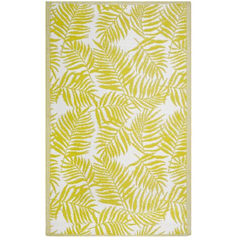 Tappeto da Esterno Giallo Sintetico Motivo Floreale Foglie 120 x 180 cm Kota