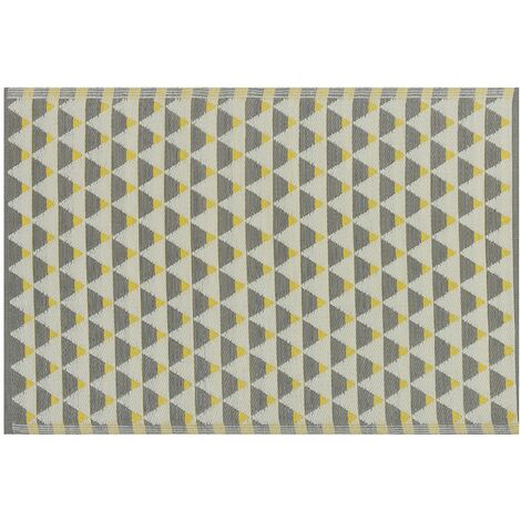 Tappeto da esterno grigio/giallo con motivo a triangoli 120 x180 cm HISAR