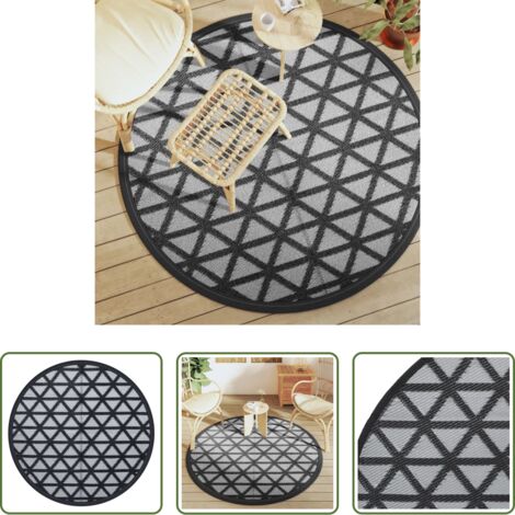 Tappeto da esterno -  Tappeto da Esterni ARAKIL Nero Ø160 cm in PP