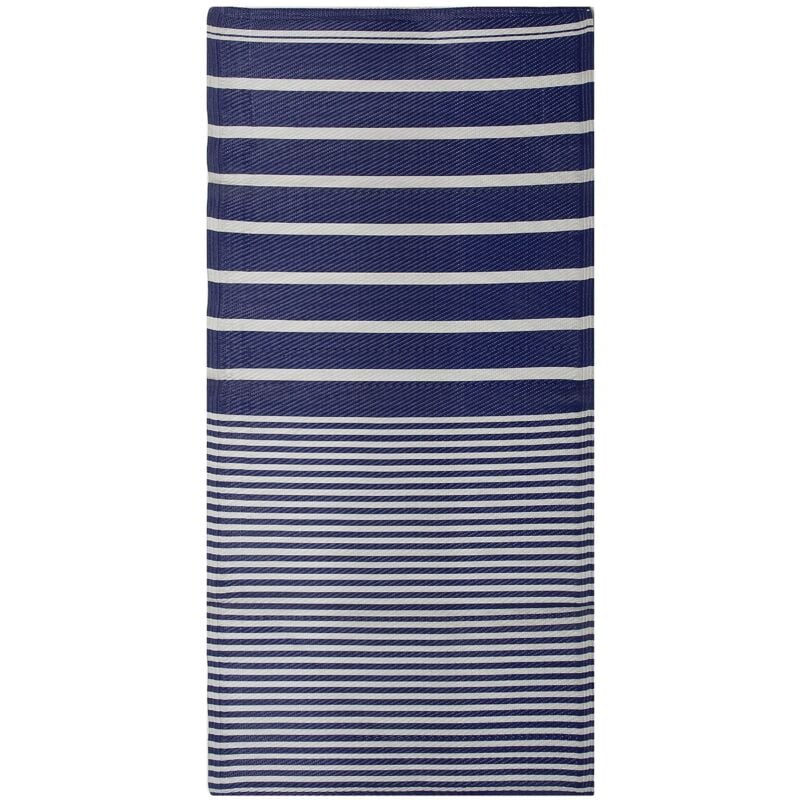 Beliani - Tappeto da Esterno Blu Opaco Sintetico Geometrico a Righe 90 x 180 cm Haldia