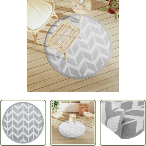 Tappeto da giardino - Tappeto da Esterno ARAKIL Grigio Ø120 cm in PP