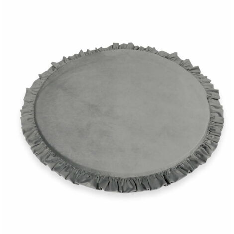 Tappeto da gioco per bambini rotondo 100cm con volant, velluto grigio