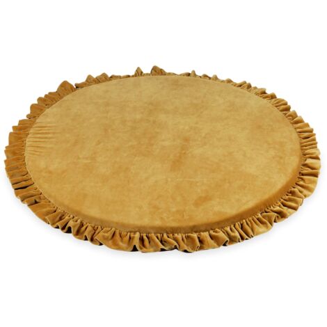 Tappeto da gioco per bambini rotondo 100cm con volant, Velvet Soft Caramel