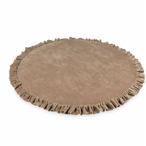 Tappeto da gioco per bambini rotondo 100cm con volant, Velvet Soft Dark Beige