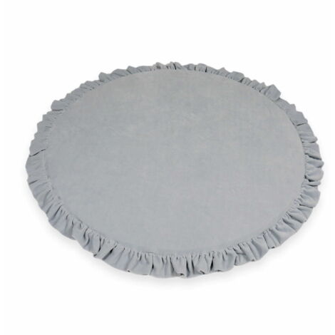 Tappeto da gioco per bambini rotondo 100cm con volant, Velvet Soft Light Grey