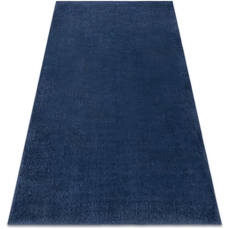 Image of Tappeto da lavaggio moderno lindo blu scuro, antiscivolo, a pelo lungo blue 120x170 cm