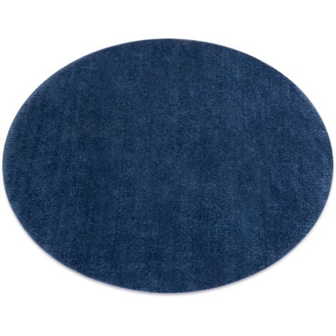 RUGSX Tappeto da lavaggio moderno LINDO cerchio blu scuro, antiscivolo, a pelo lungo blue rotondo 60 cm