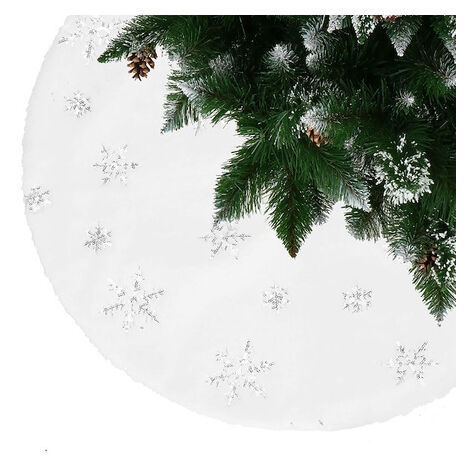 Tappeto da sotto l'albero di Natale, dimensione 55 cm, tappetino per i regali, bianco.