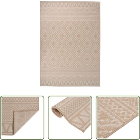 Tappeto da terrazza -  Tappeto da Esterni a Tessitura Piatta 120x170cm Strisce Marroni