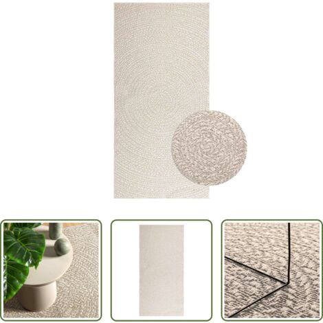 Tappeto da terrazza -  Tappeto ZIZUR Crema 100x200 cm Aspetto Iuta Interni ed Esterni