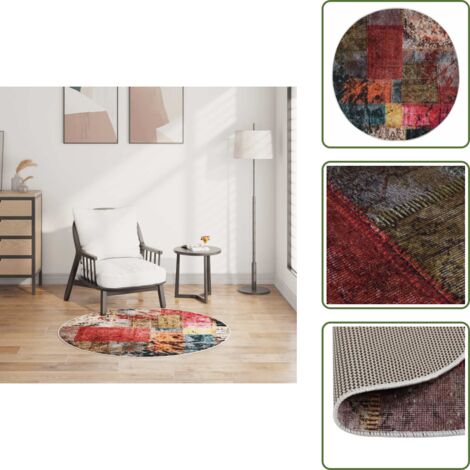 Tappeto decorativo - vidaXL Tappeto Lavabile Patchwork φ120 cm Multicolore Antiscivolo - Tappeto fonoassorbente