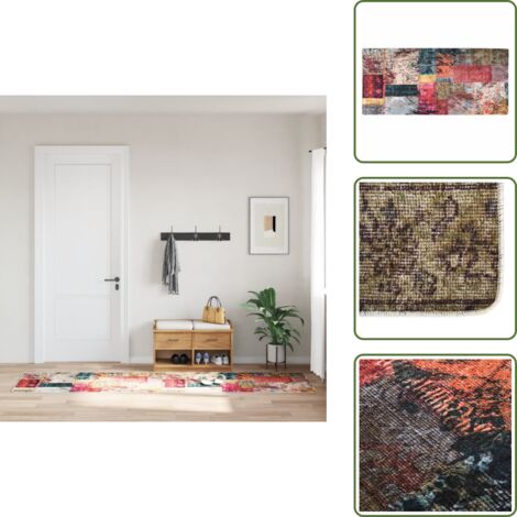 Tappeto decorativo - vidaXL Tappeto Lavabile Patchwork 80x300 cm Multicolore Antiscivolo - Tappeto in poliestere