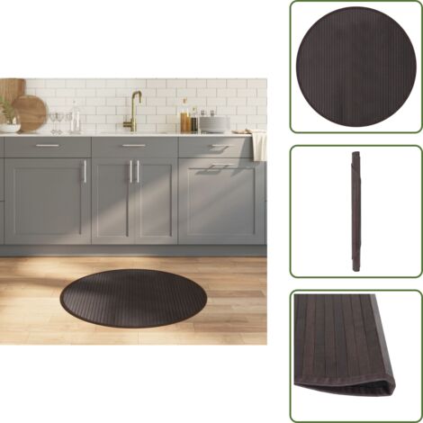 Tappeto decorativo - vidaXL Tappeto Rotondo Marrone Scuro 80 cm in Bambù - Tappeto antiscivolo