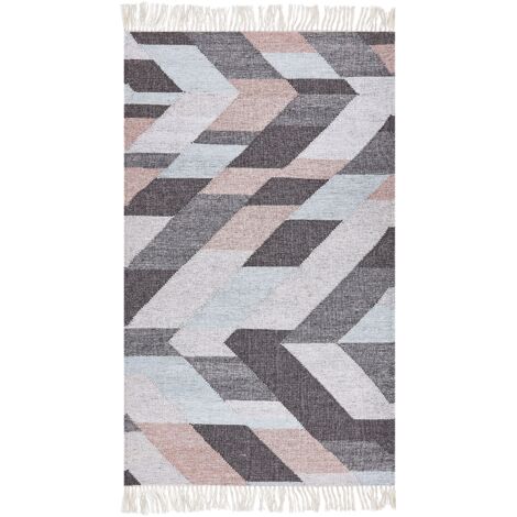 Tappeto di iuta multicolore 80 x 150 cm fatto a mano con nappe Nakkas