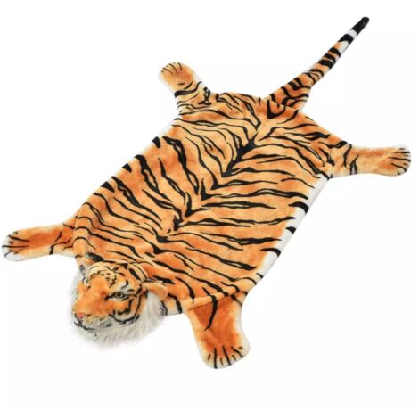 Tappeto di peluche a forma di tigre 144 cm marrone DEC024171