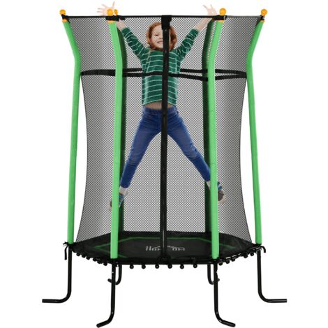 Tappeto Elastico per Bambini 3-10 Anni Ø163.5x190 cm con Ingresso a Cerniera Verde